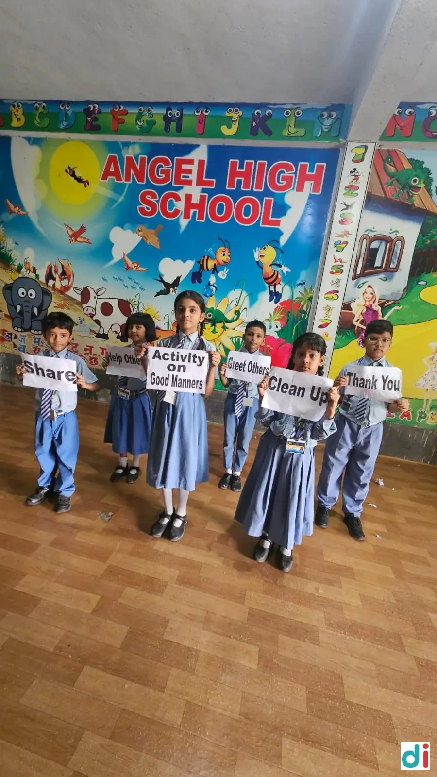 angel-high-school-primary-students-performing-good-manners-activity-with-placards-in-darbhanga |Angel High school