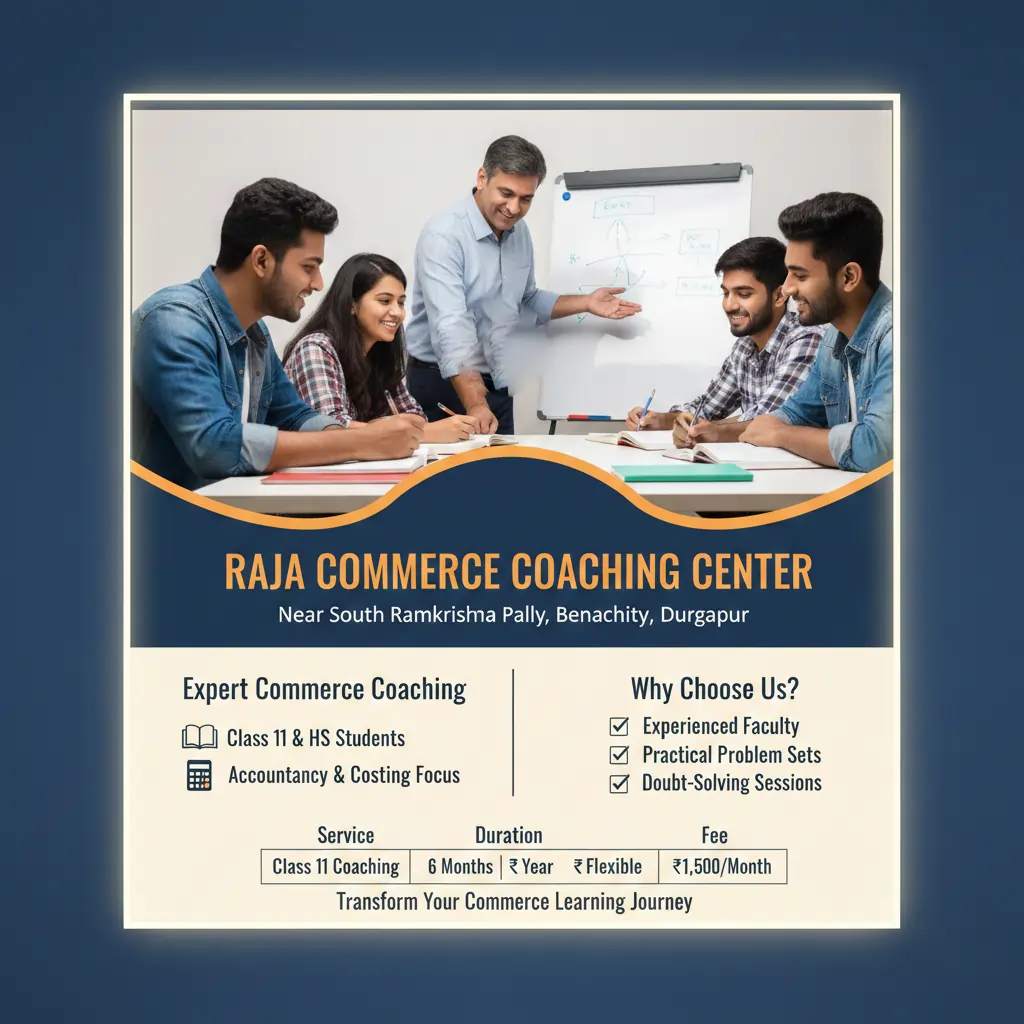 Best Commerce Coaching Durgapur – Concept Clarity & Exam Success | Raja Commerce Coaching Center