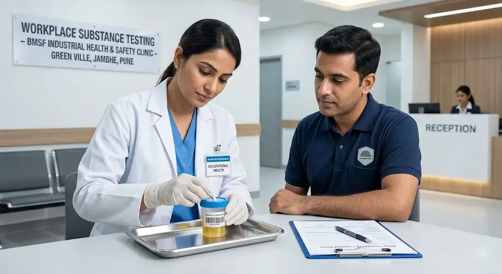 Best Corporate Drug Screening Near Jambhe Pune | BMSF Industrial Health and Safety Clinic
