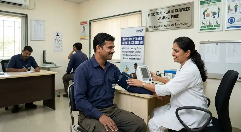 Best Factory Worker Health Screening Near Jambhe 2026 | BMSF Industrial Health and Safety Clinic