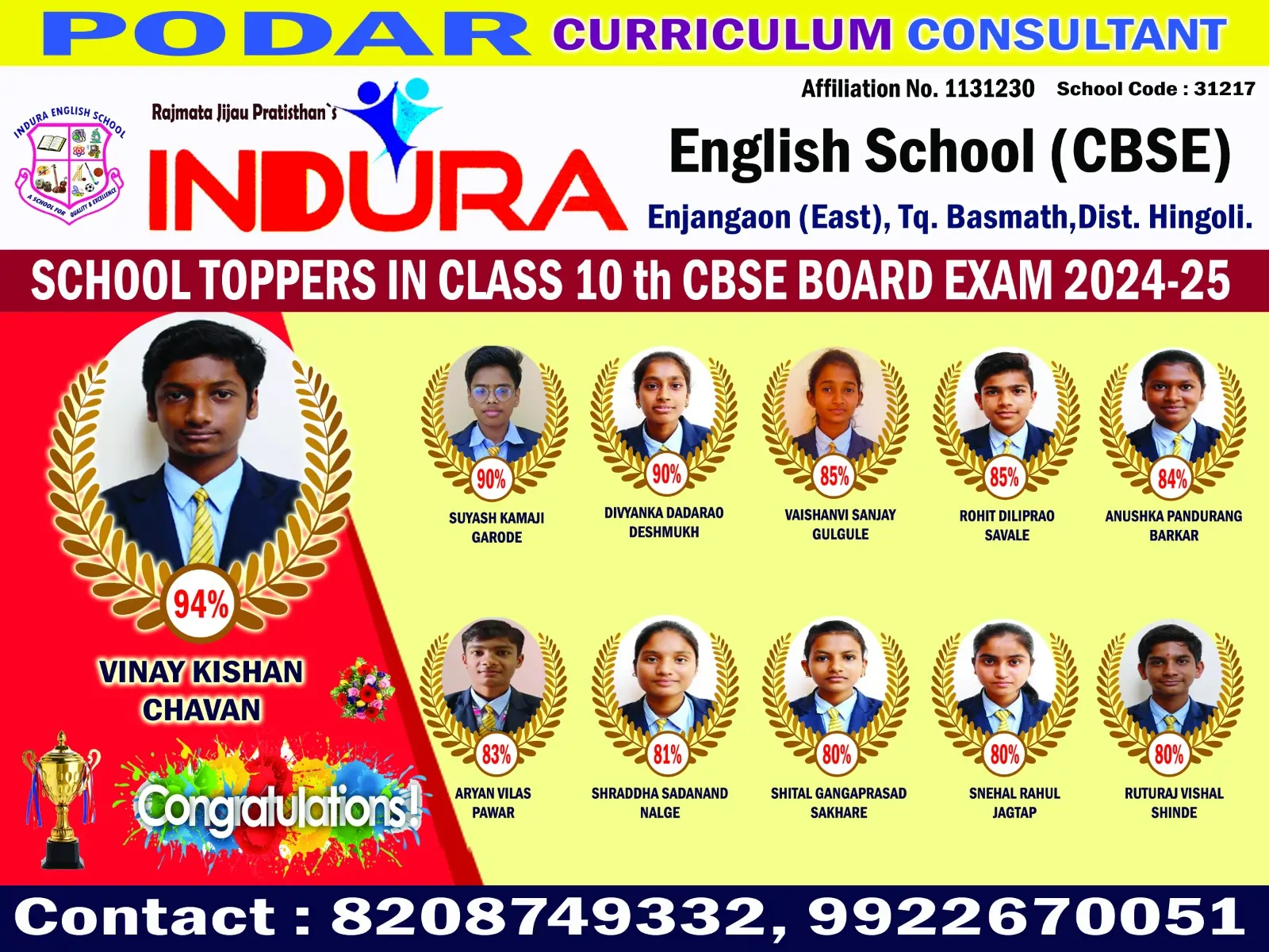 Best Podar Curriculum School Near Basmath 2026 | Indura English School