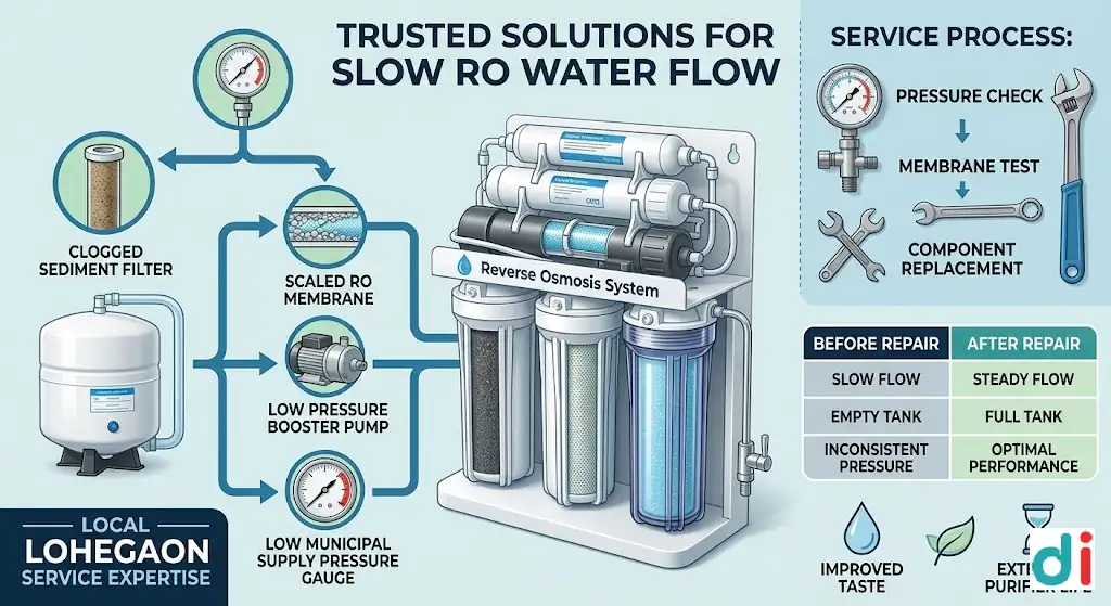 Best slow water flow RO repair near RPS Tower Lohegaon 2026 | Aqua Amrut Sales And Services