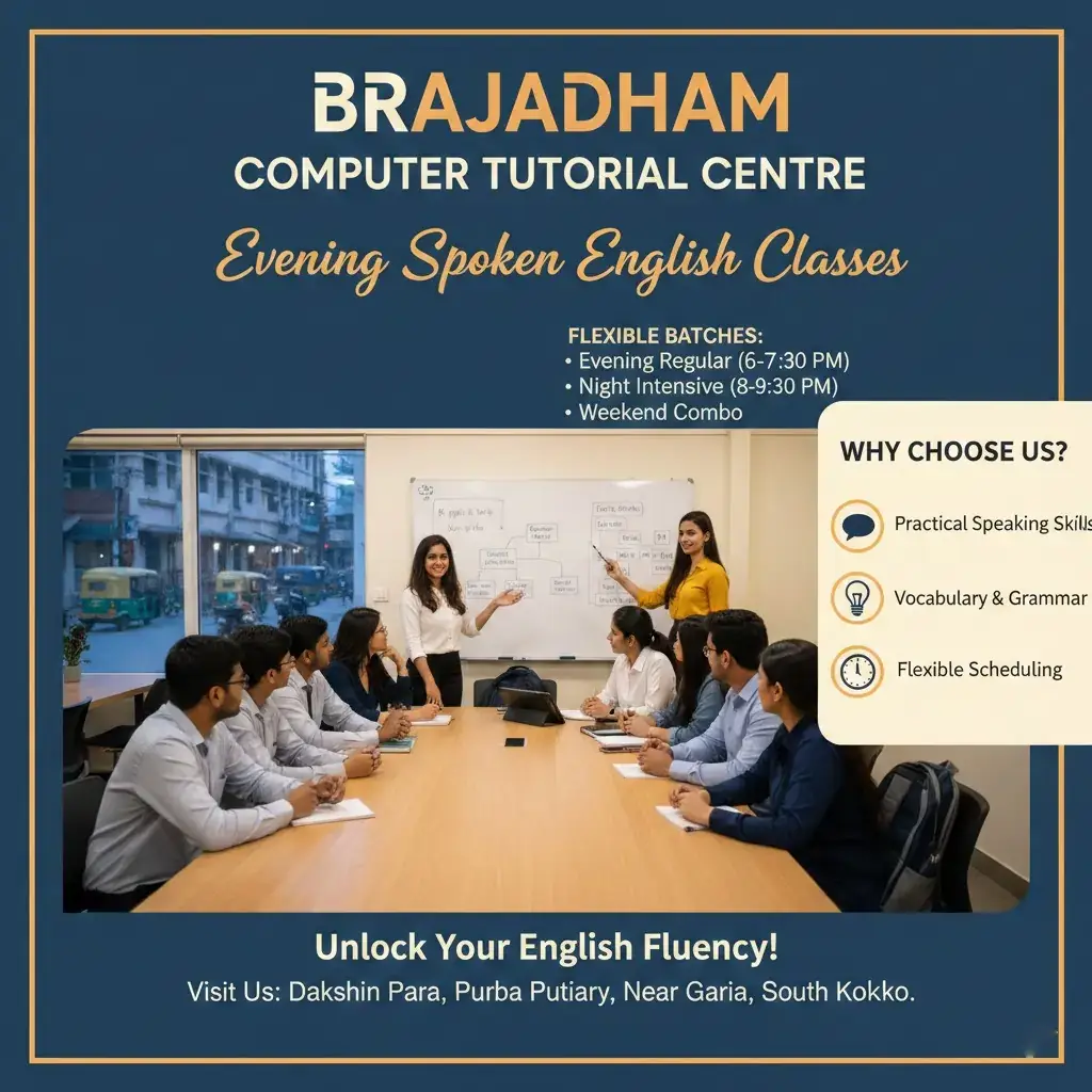 Best Spoken English Evening Classes in Putiary | Brajadham Computer Tutorial Centre