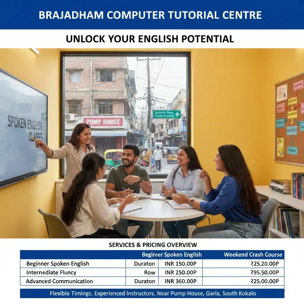 Best Spoken English Near Pump House Dakshin Para | Brajadham Computer Tutorial Centre