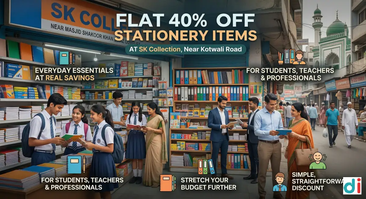 Flat 40% Off Stationery Items Near Kotwali Road – Best Local Deal on Daily Study Essentials | SK Collection