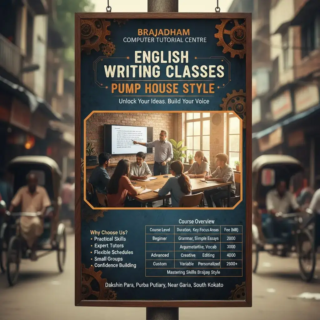 Top English Writing Near Pump House Purba Putiary | Brajadham Computer Tutorial Centre