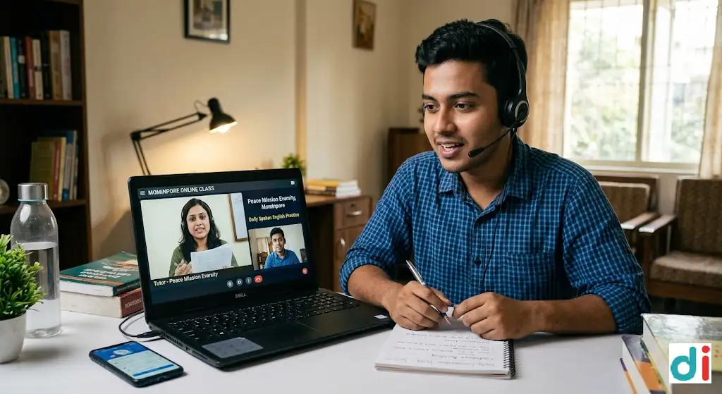 Trusted 6 online spoken english practice classes near Hossain Shah Road Mominpore 2026 | Peace Mission Evarsity
