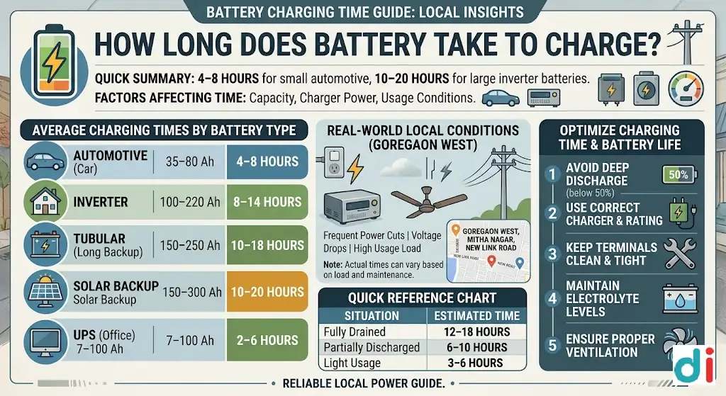 Trusted battery charging time guide in new link road 2026 – know exact duration and tips | Bombay Batteries